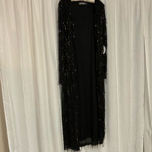 Black sequins fringe cardigan